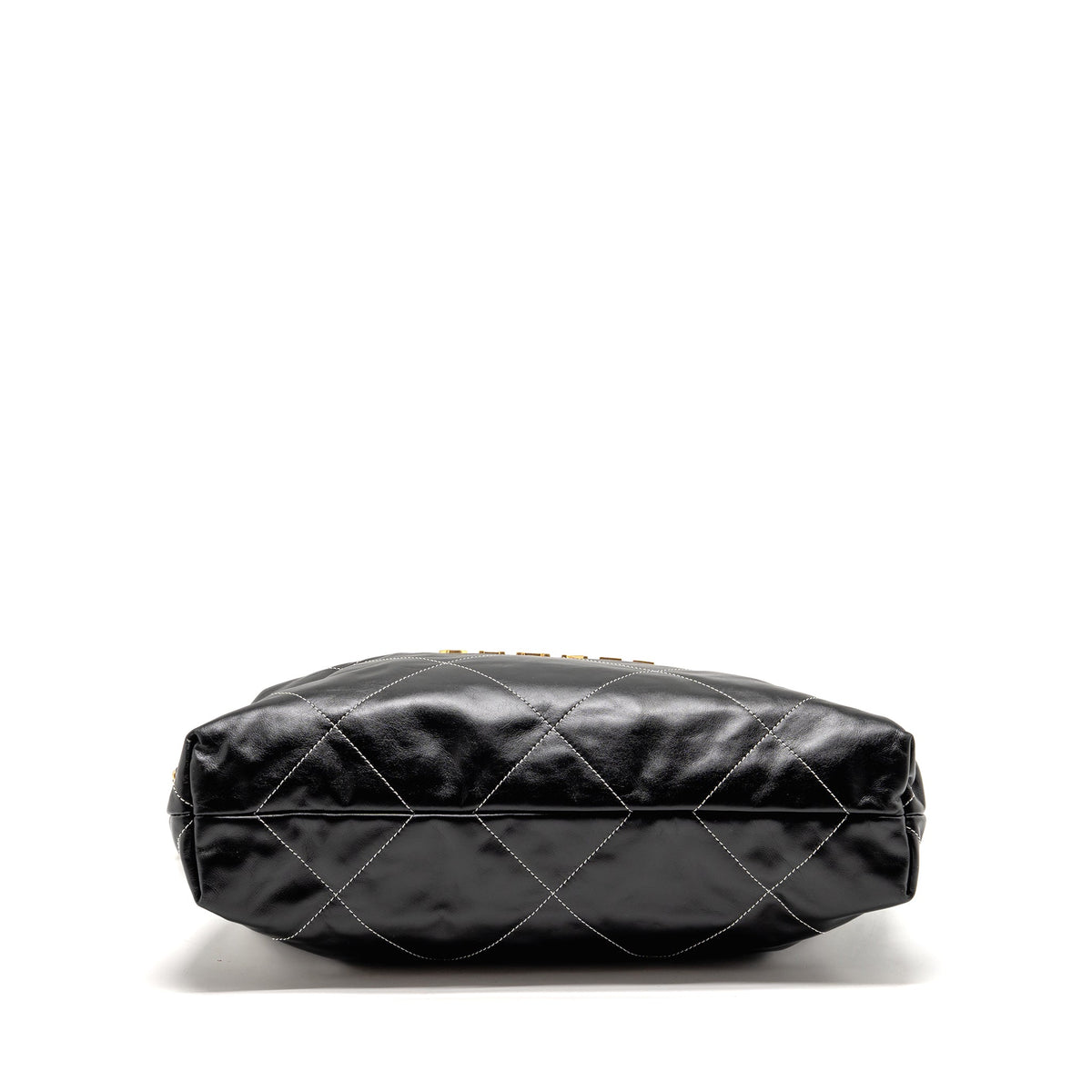 CHANEL MEDIUM 22 BAG WHITE STITCHING CALFSKIN BLACK GHW (MICROCHIP)