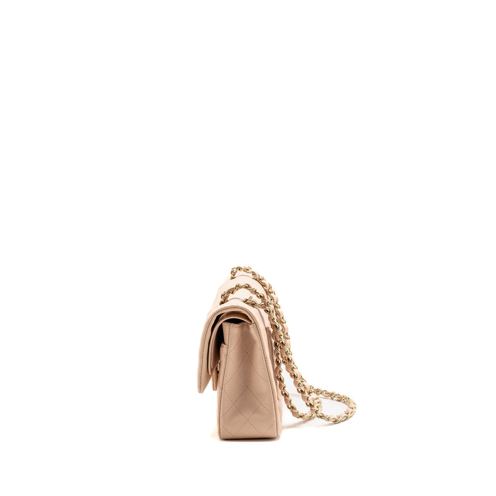 CHANEL MEDIUM CLASSIC DOUBLE FLAP BAG CAVIAR LIGHT PINK LGHW (MICROCHIP)