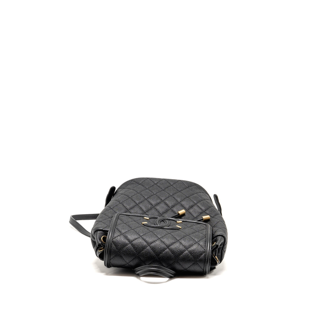 Chanel CC Filigree Backpack Caviar Black GHW
