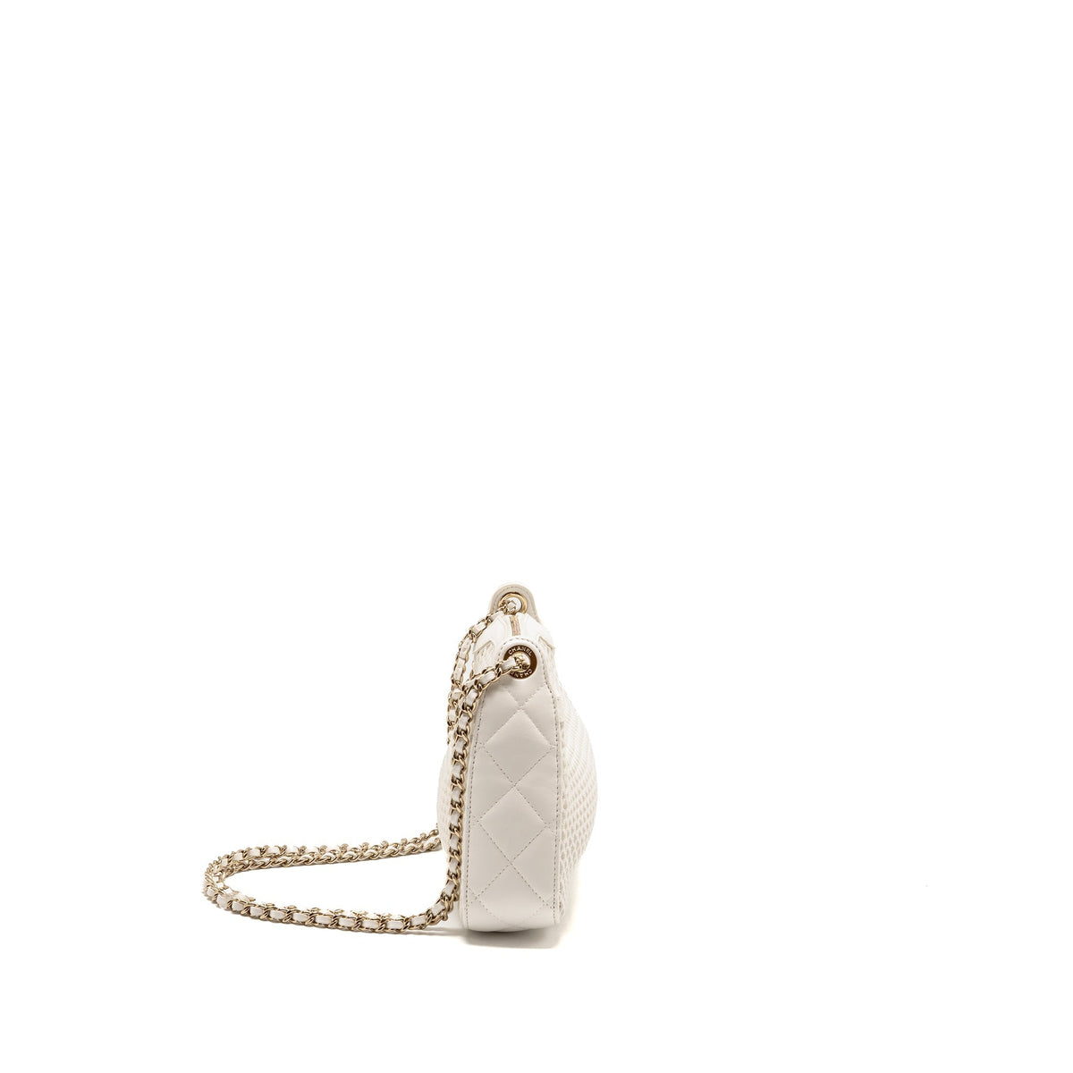 Chanel 25S Clutch with Chain Mesh / Lambskin White LGHW (Microchip)