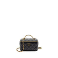 CHANEL LETTER TWIST TOP HANDLE LONG VANITY WITH CHAIN LAMBSKIN BLACK GHW (MICROCHIP)