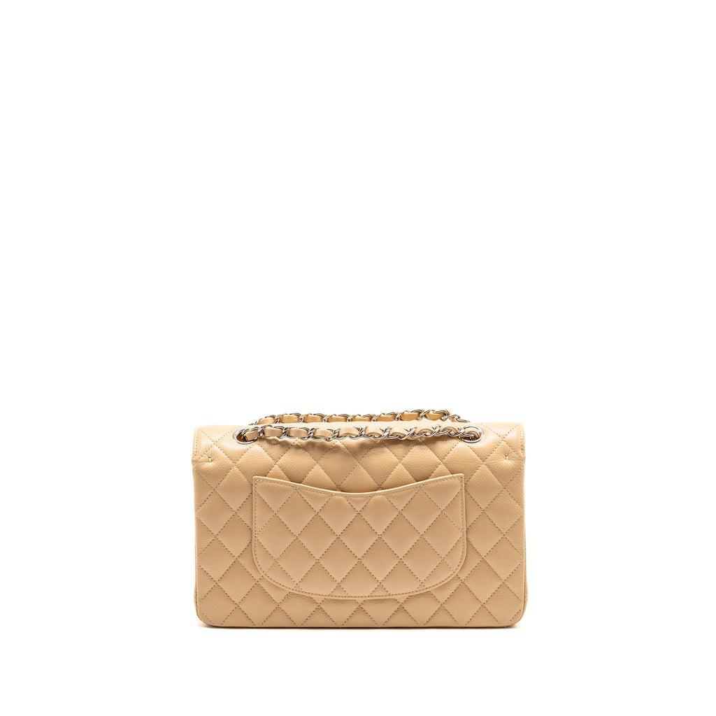 CHANEL MEDIUM CLASSIC DOUBLE FLAP BAG CAVIAR BEIGE SHW (MICROCHIP)