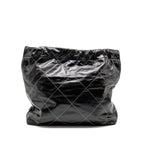 CHANEL MEDIUM 22 BAG WHITE STITCHING CALFSKIN BLACK GHW (MICROCHIP)