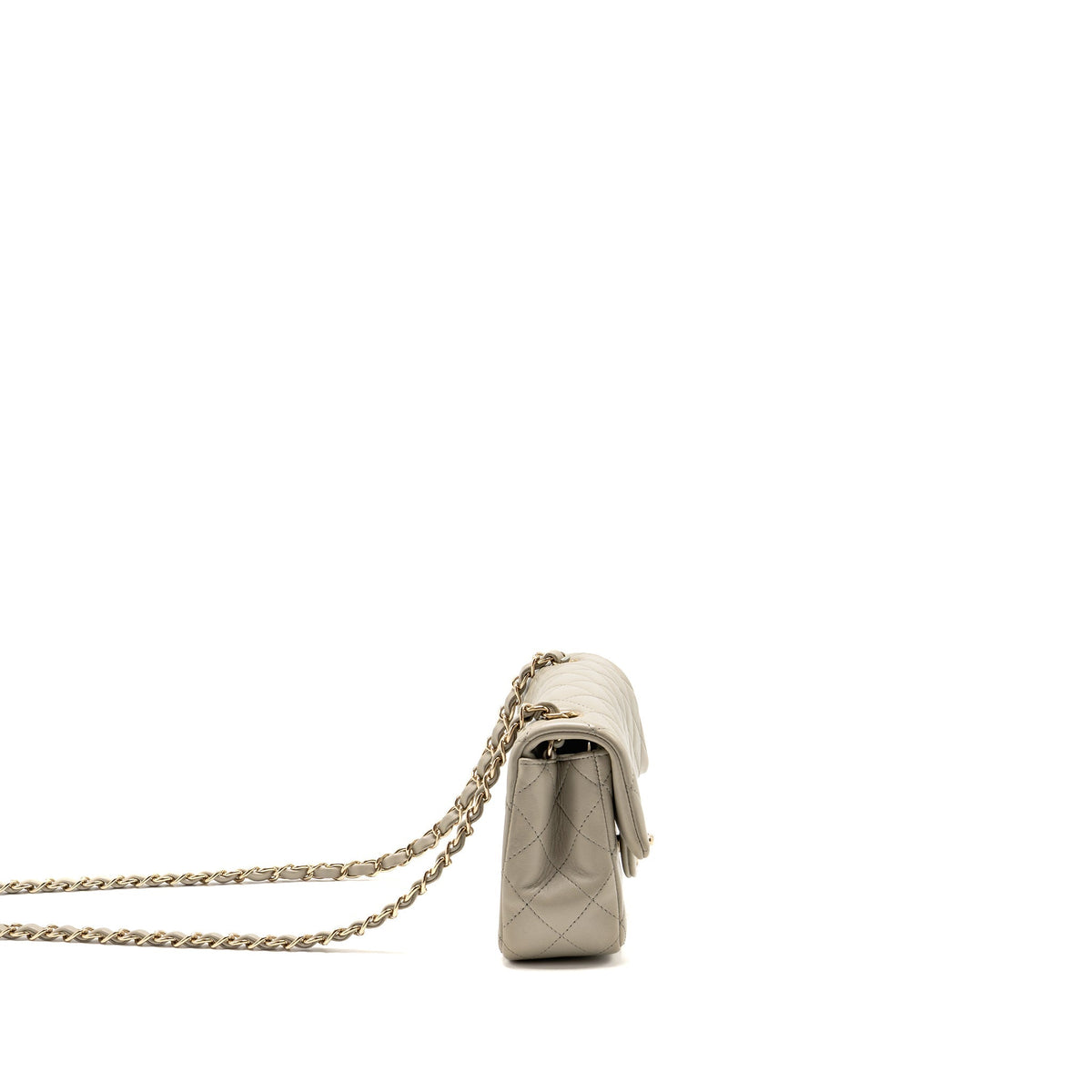 Chanel Mini Rectangular Flap Bag Lambskin Sage Grey LGHW (Microchip)