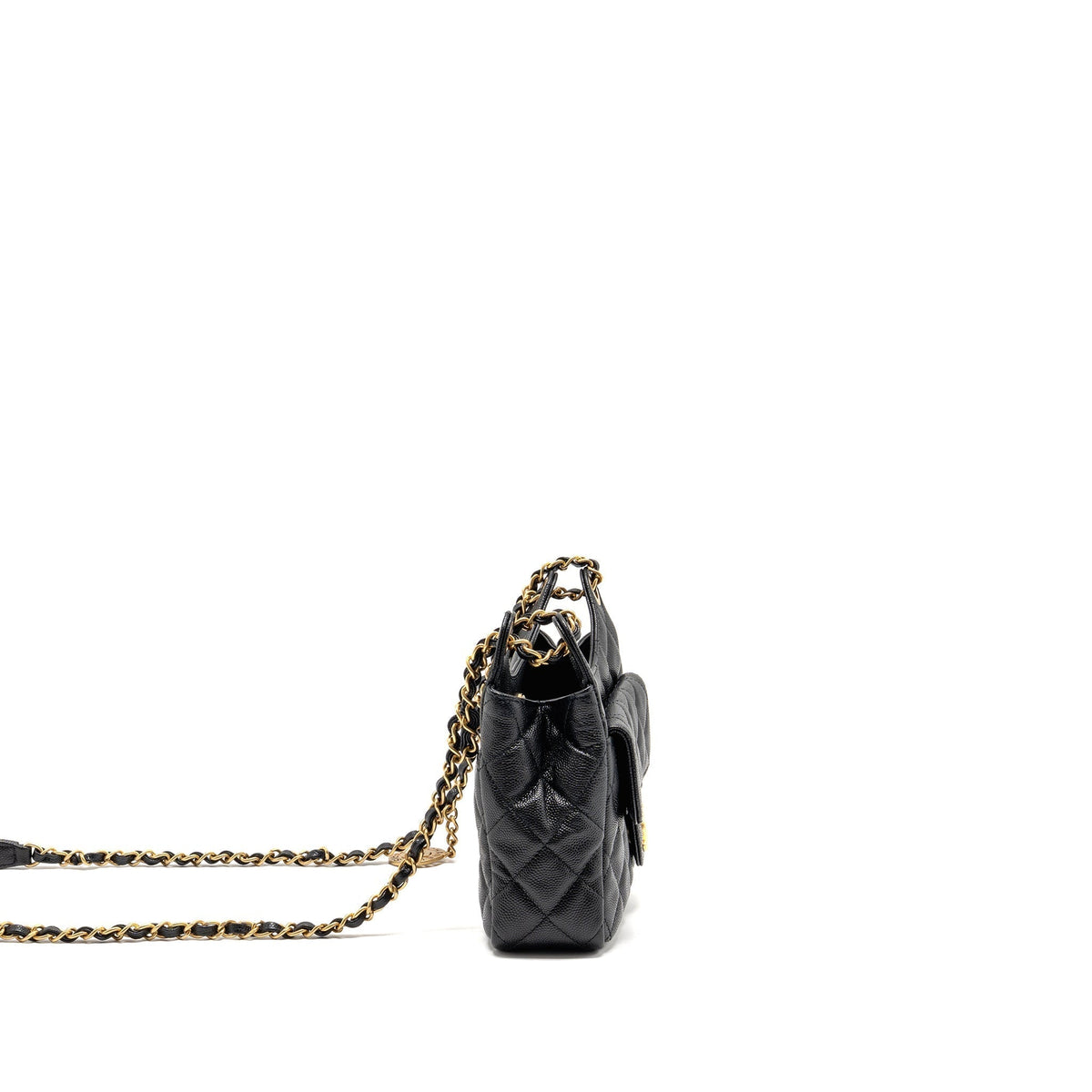 CHANEL SMALL HOBO CROSSBODY BAG CAVIAR BLACK GHW (MICROCHIP)