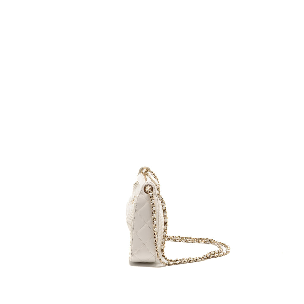 Chanel 25S Clutch with Chain Mesh / Lambskin White LGHW (Microchip)