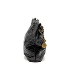 CHANEL MEDIUM 22 BAG WHITE STITCHING CALFSKIN BLACK GHW (MICROCHIP)
