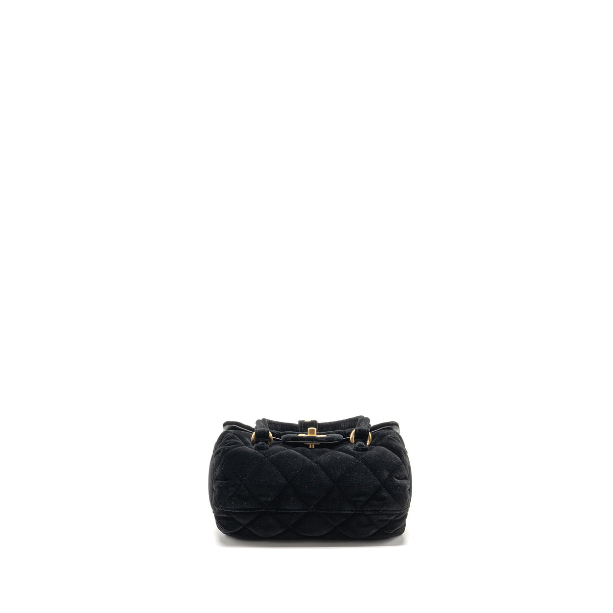 CHANEL MINI BOWLING CLUTCH WITH CHAIN VELVET BLACK GHW (MICROCHIP)