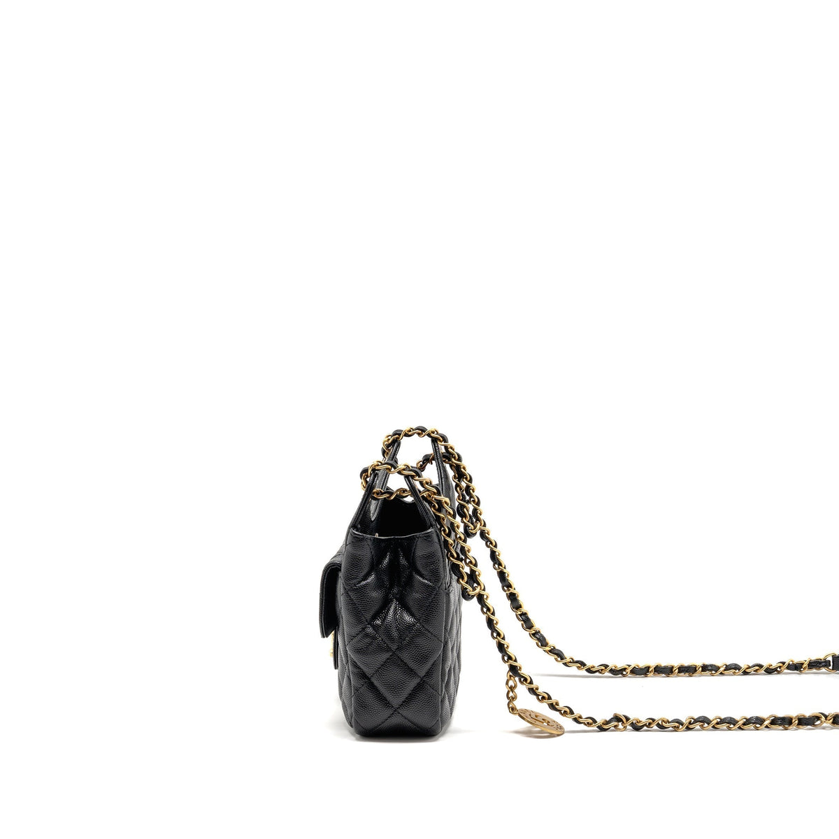 CHANEL SMALL HOBO CROSSBODY BAG CAVIAR BLACK GHW (MICROCHIP)