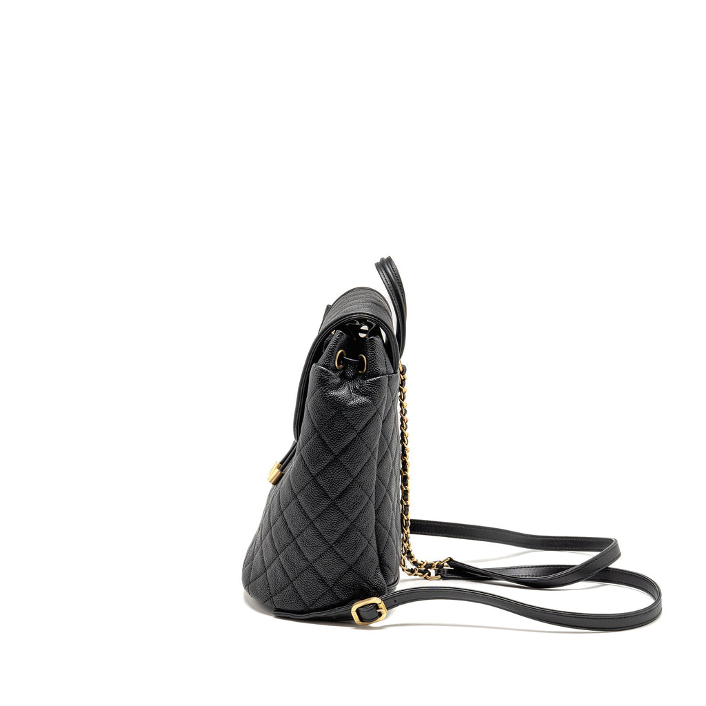 Chanel CC Filigree Backpack Caviar Black GHW