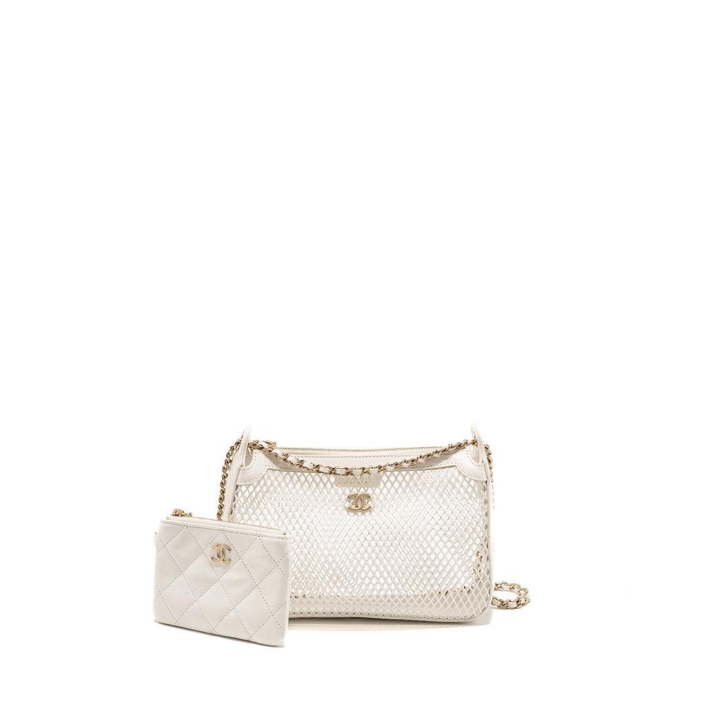 Chanel 25S Clutch with Chain Mesh / Lambskin White LGHW (Microchip)