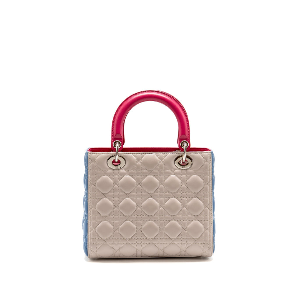 Dior Medium Lady Dior Lambskin Light Grey / Multicolour SHW