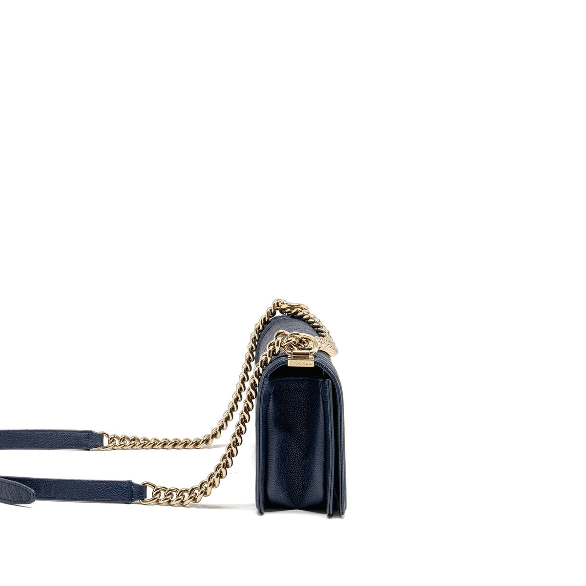 CHANEL MEDIUM BOY BAG CAVIAR NAVY LGHW