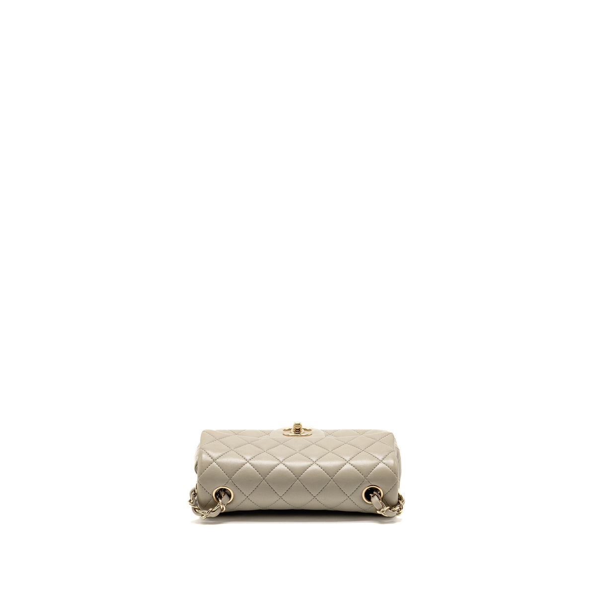 Chanel Mini Rectangular Flap Bag Lambskin Sage Grey LGHW (Microchip)