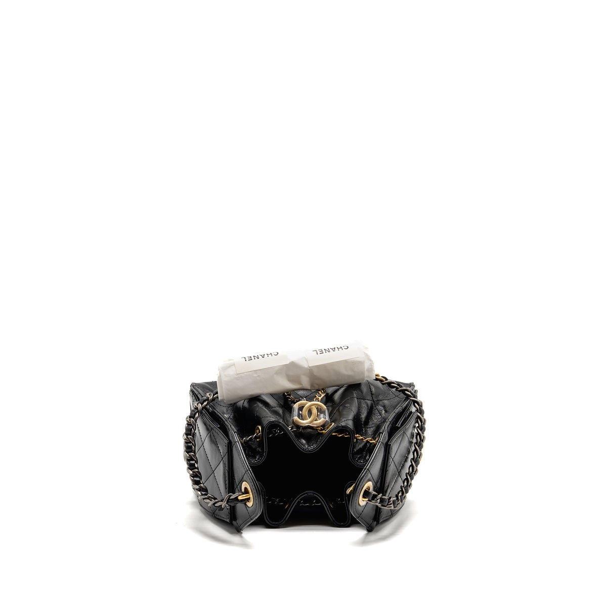 CHANEL MINI 25 BAG AGED CALFSKIN BLACK MULTICOLOUR HARDWARE (MICROCHIP)