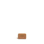CHANEL 19 ZIP CARD HOLDER LAMBSKIN BEIGE GHW (MICROCHIP)