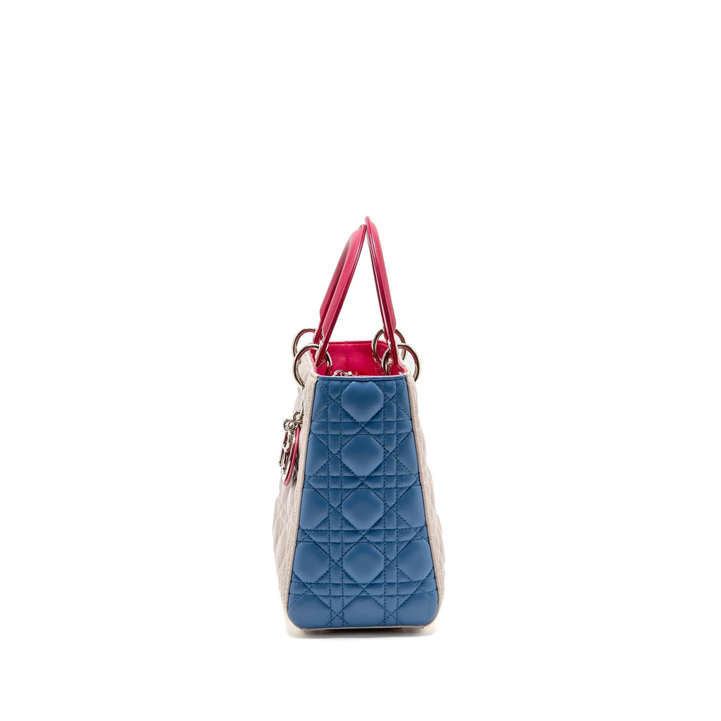 Dior Medium Lady Dior Lambskin Light Grey / Multicolour SHW