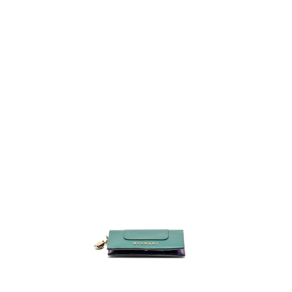 Bvlgari serpenti compact card holder leather green/purple LGHW