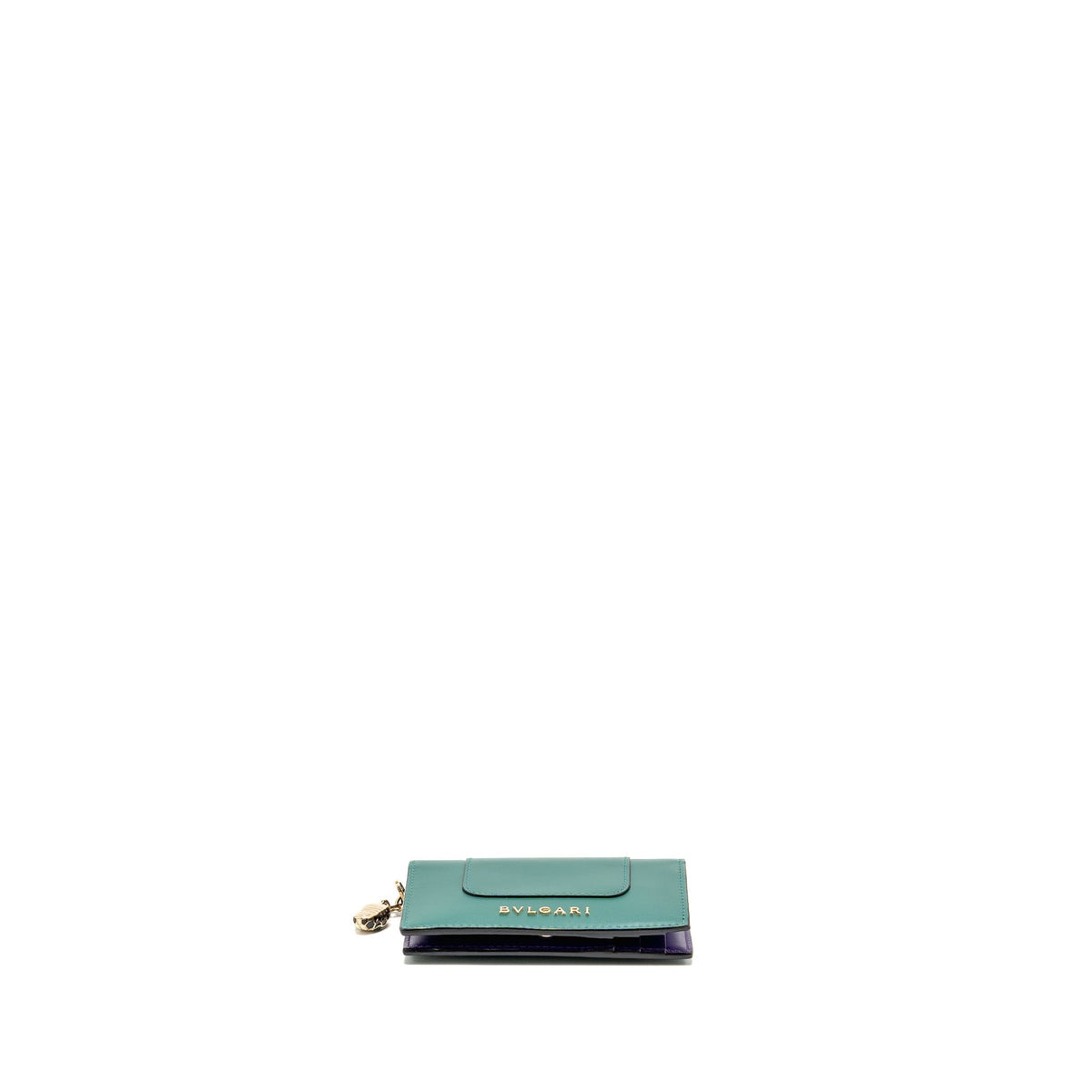 Bvlgari serpenti compact card holder leather green/purple LGHW