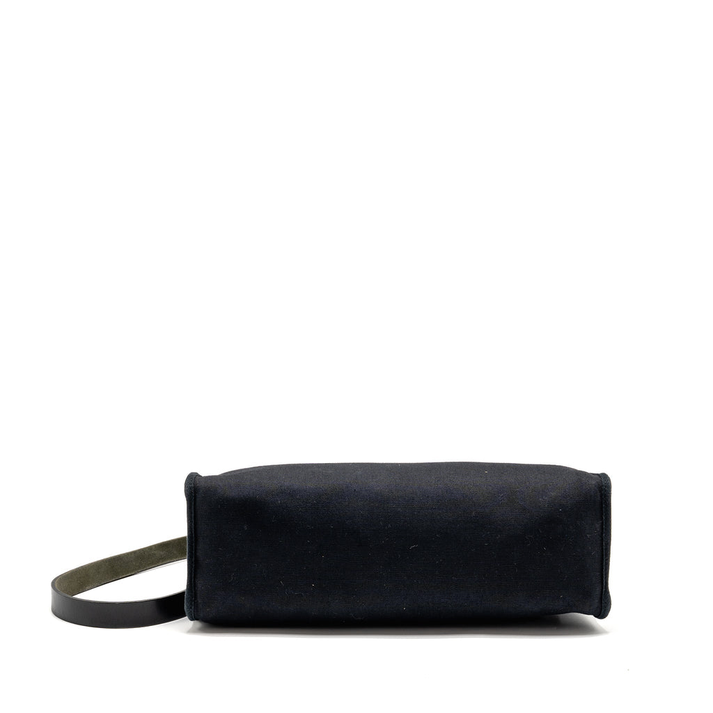 HERMES HERBAG 31 ZIP BAG CANVAS/HUNTER LEATHER BLACK SHW