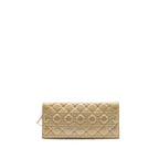 Dior Cannane Quilted Lady Dior Chain Clutch Patent Beige SHW