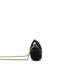 CHANEL MINI BOWLING CLUTCH WITH CHAIN VELVET BLACK GHW (MICROCHIP)
