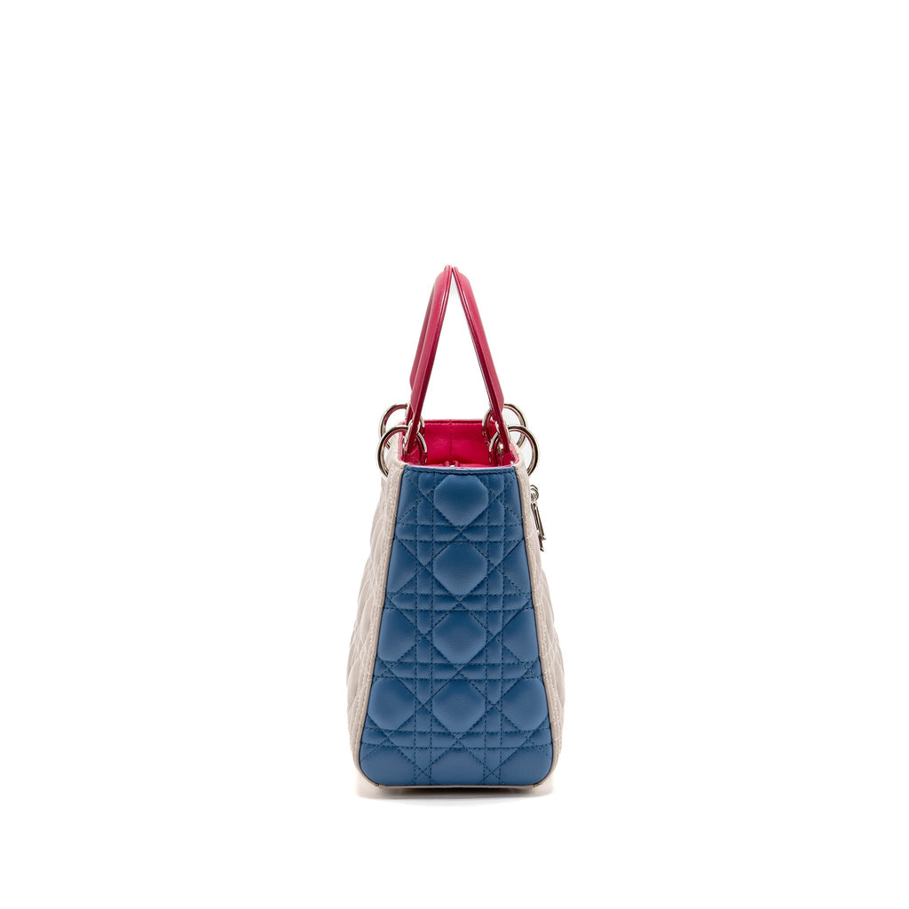 Dior Medium Lady Dior Lambskin Light Grey / Multicolour SHW