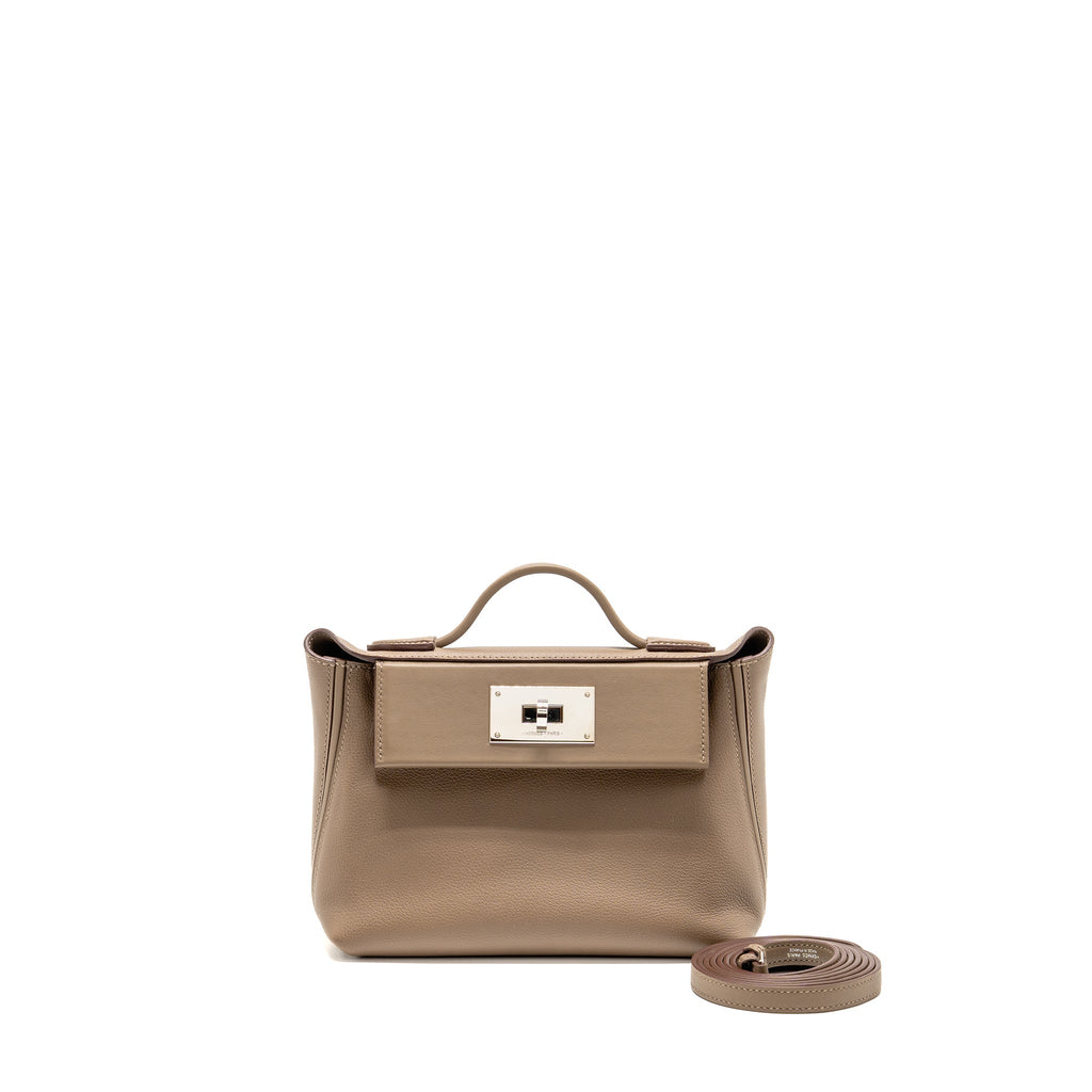 Hermes MINI 24/24 2424-21 BAG Evercolor/Swift Etoupe SHW