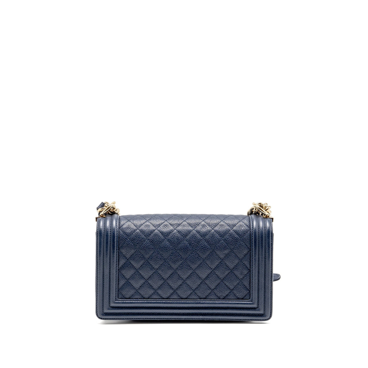 CHANEL MEDIUM BOY BAG CAVIAR NAVY LGHW