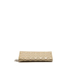 Dior Cannane Quilted Lady Dior Chain Clutch Patent Beige SHW
