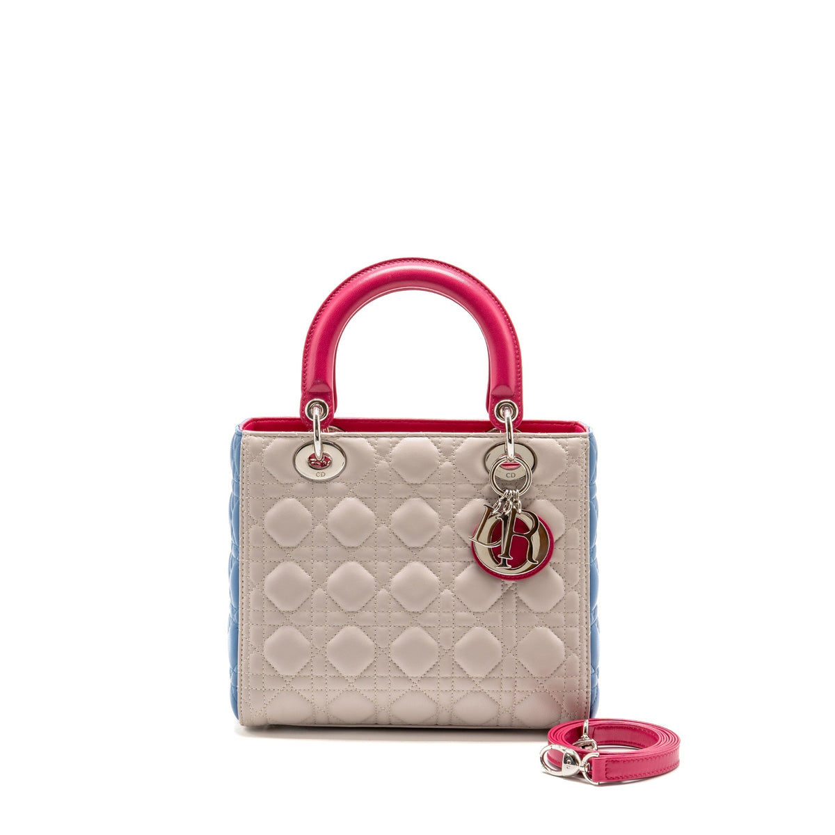 Dior Medium Lady Dior Lambskin Light Grey / Multicolour SHW