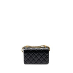 CHANEL GOLD CRUSH MINI FLAP BAG CALFSKIN BLACK GHW (MICROCHIP)