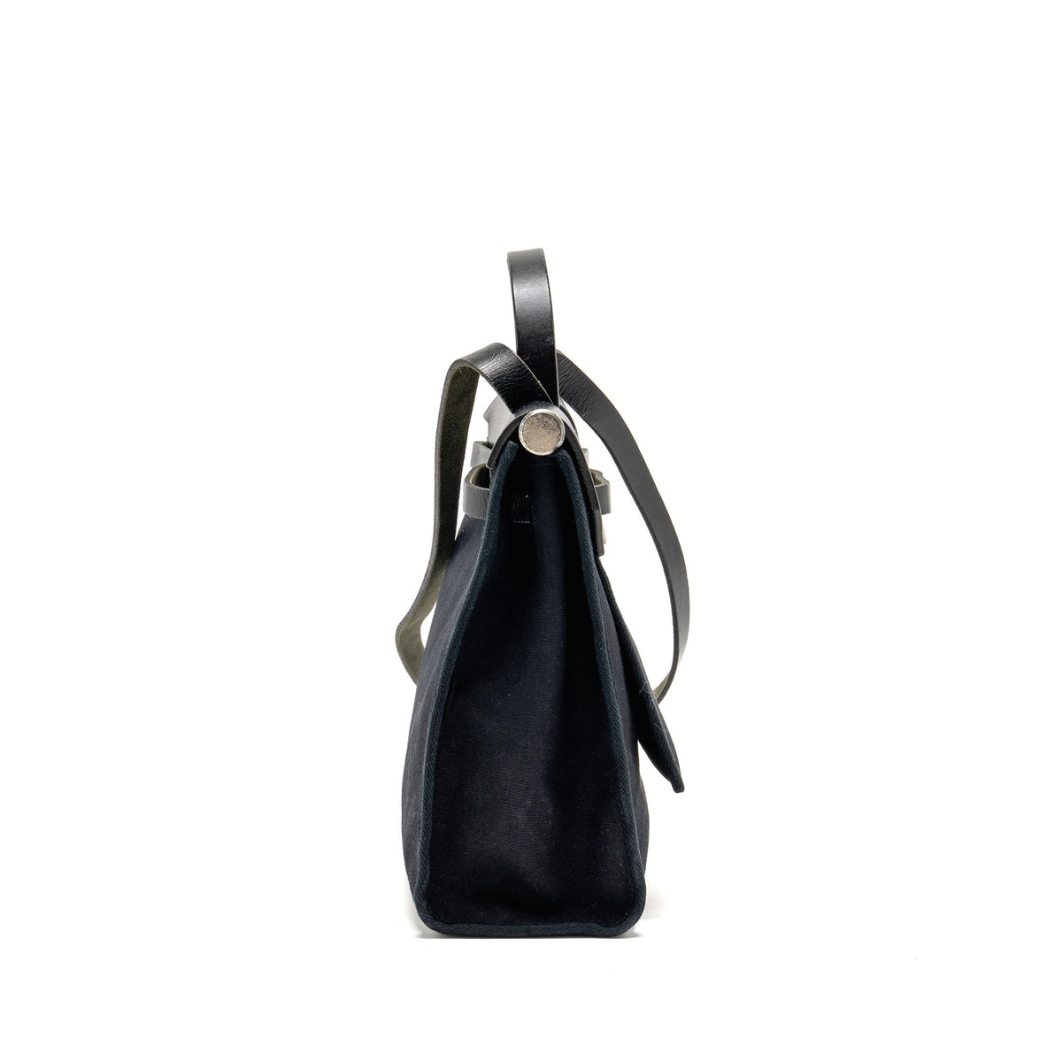 HERMES HERBAG 31 ZIP BAG CANVAS/HUNTER LEATHER BLACK SHW