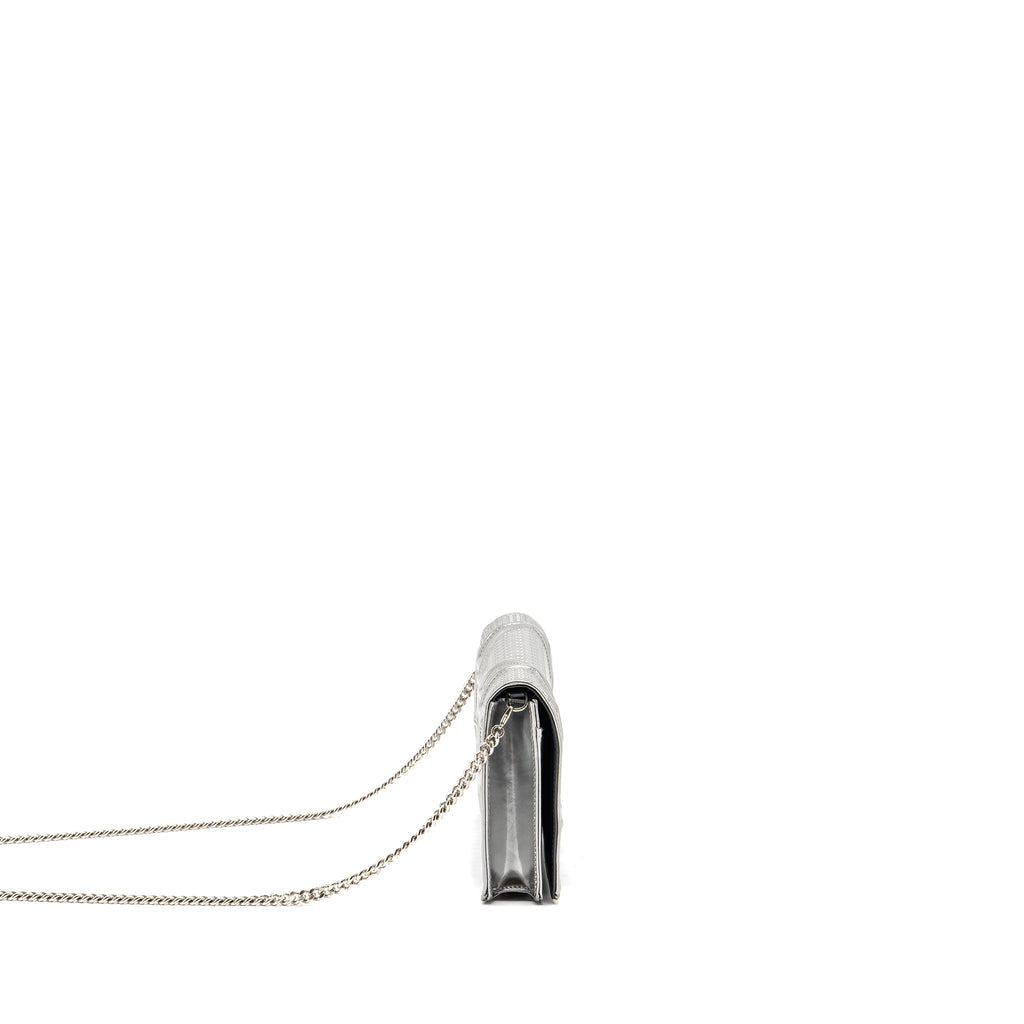 DIOR DIORAMA WALLET ON CHAIN CALFSKIN SILVER SHW
