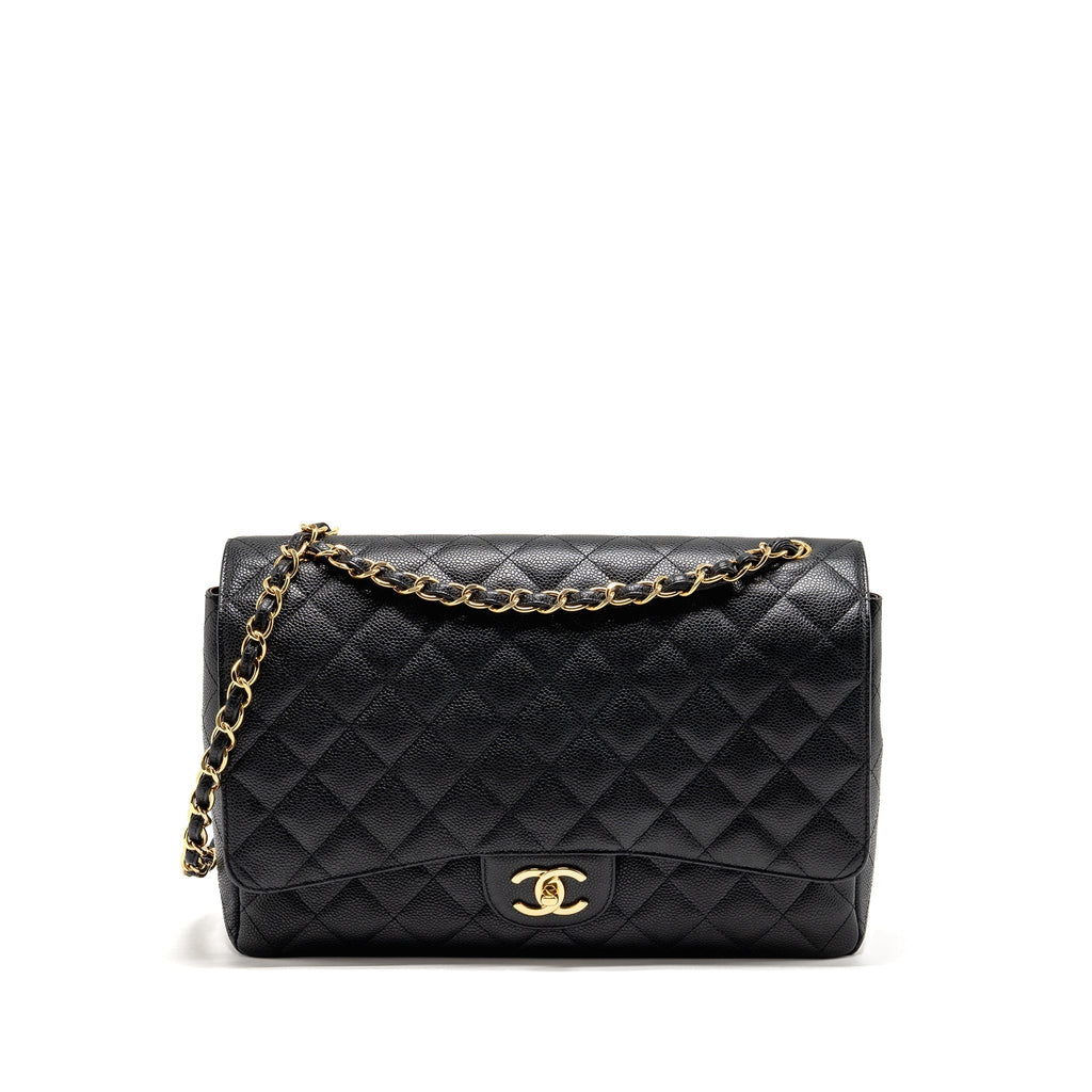CHANEL MAXI CLASSIC DOUBLE FLAP BAG CAVIAR BLACK GHW