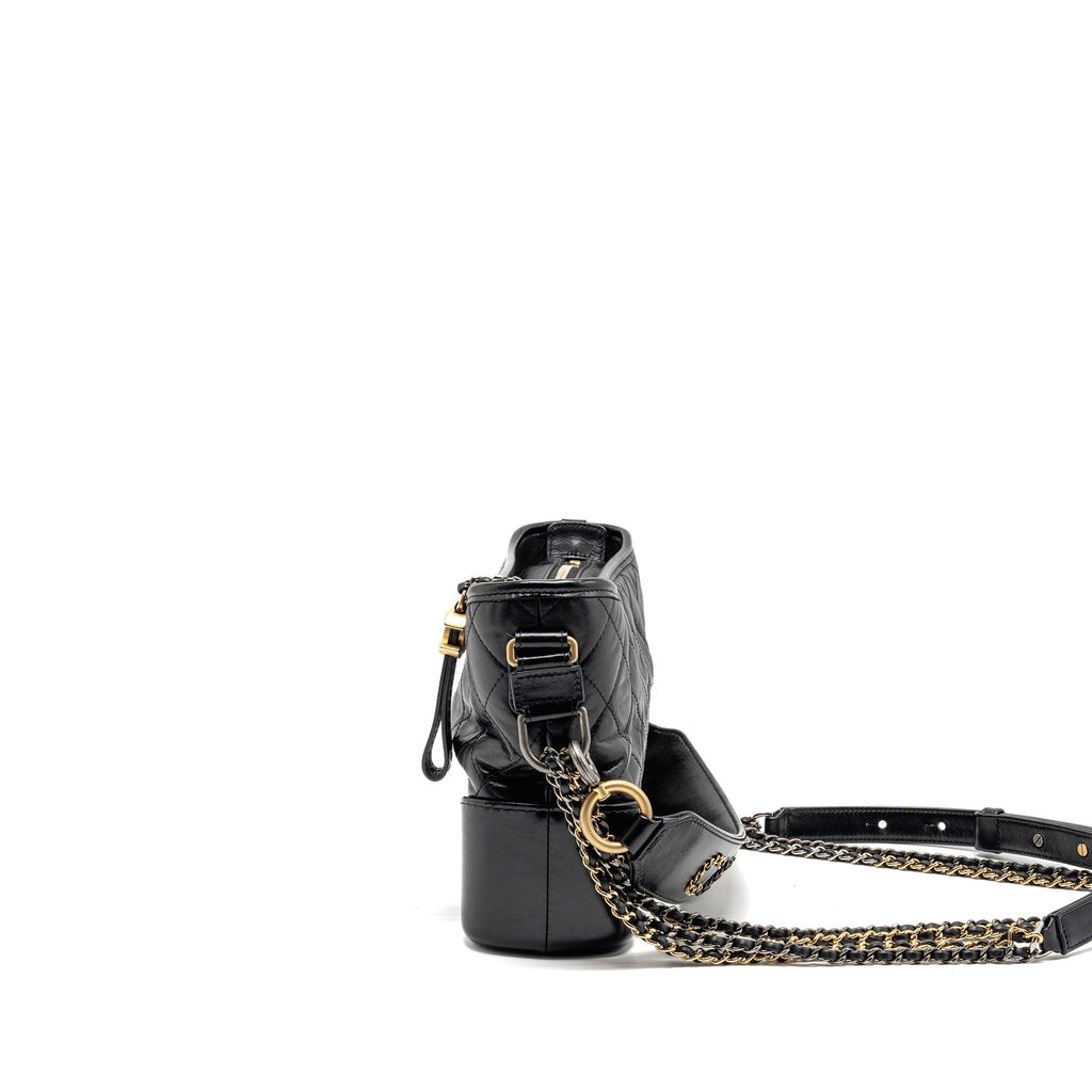 CHANEL NEW MEDIUM GABRIELLE HOBO BAG WITH TOP HANDLE CALFSKIN BLACK MULTICOLOUR HARDWARE