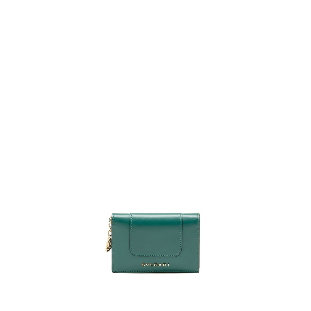 Bvlgari serpenti compact card holder leather green/purple LGHW