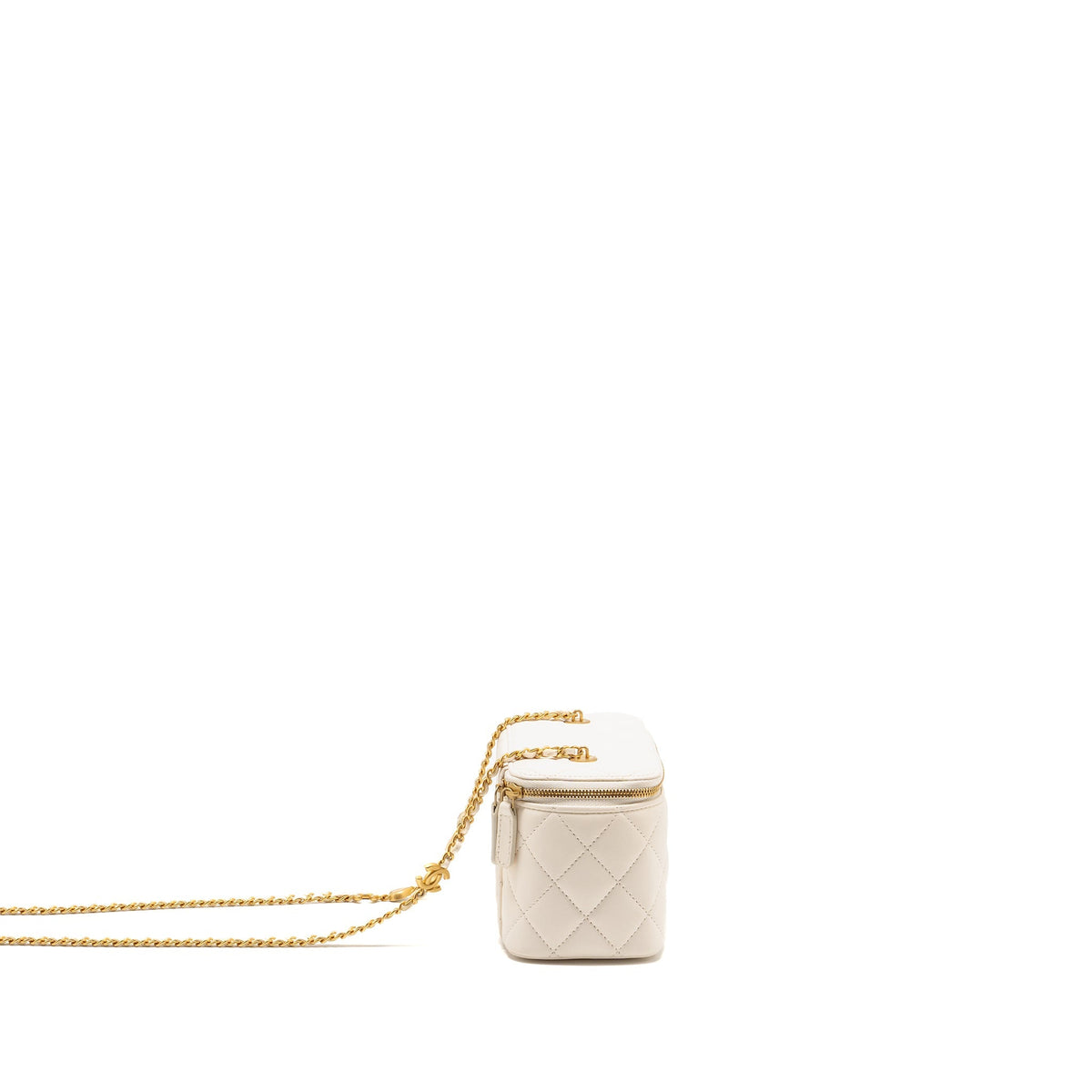 Chanel 22K Long Vanity with Coco Love Detailed Chain Lambskin White GHW（Microchip)