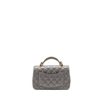 Chanel 22B Metal Top Handle Mini Rectangular Flap Bag Lambskin Grey GHW (Microchip)