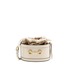 GUCCI HORSEBIT 1955 BUCKET BAG CALFSKIN/CANVAS BEIGE/WHITE GHW