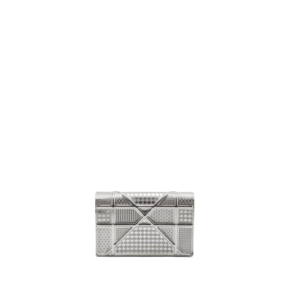 DIOR DIORAMA WALLET ON CHAIN CALFSKIN SILVER SHW