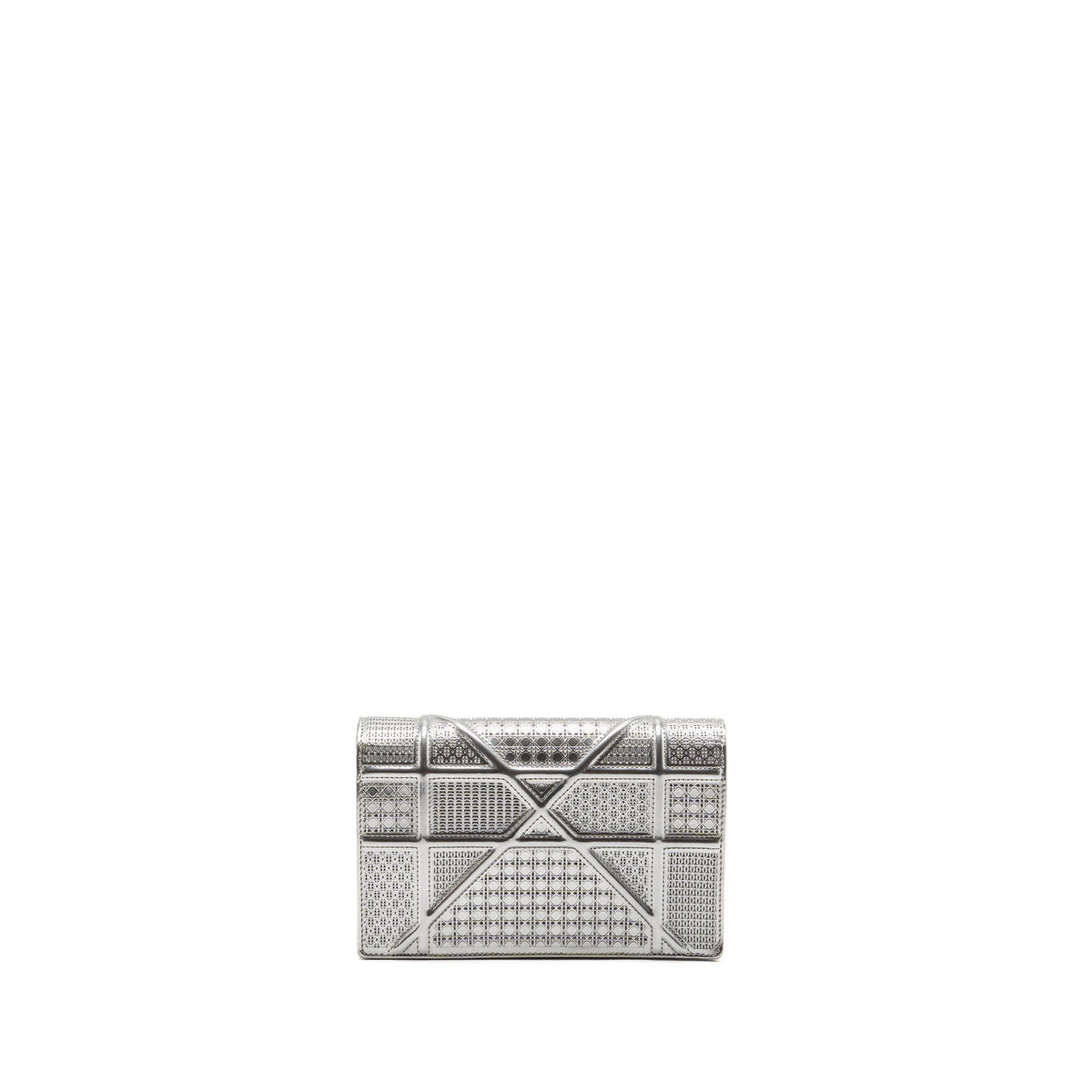 DIOR DIORAMA WALLET ON CHAIN CALFSKIN SILVER SHW