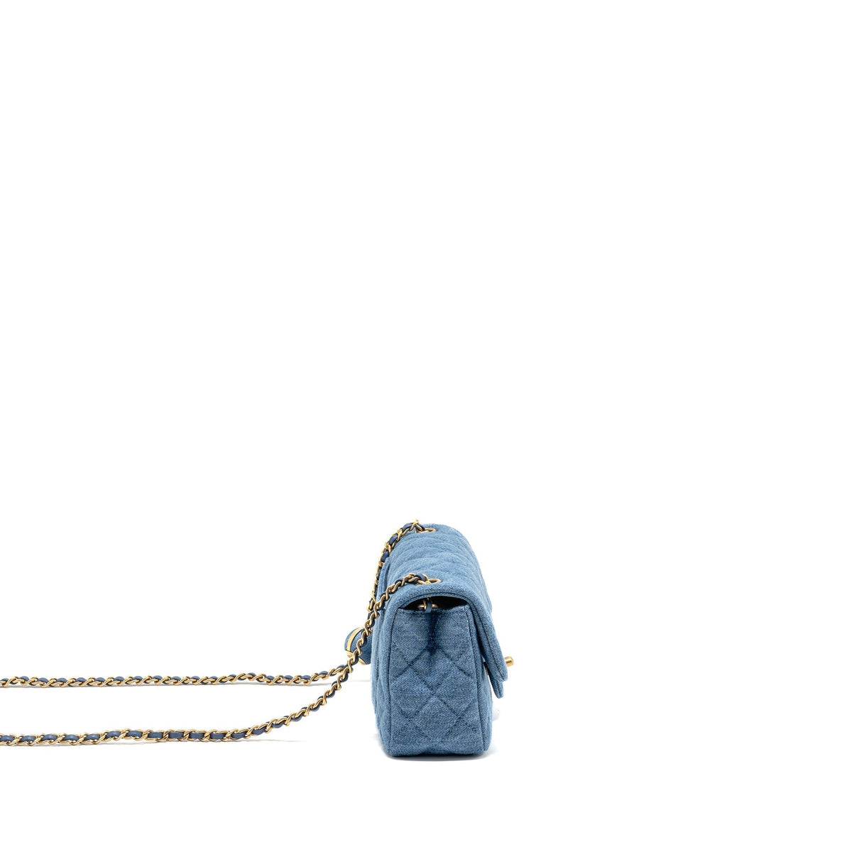 CHANEL PEARL CRUSH MINI RECTANGULAR FLAP BAG DENIM BLUE GHW (MICROCHIP)