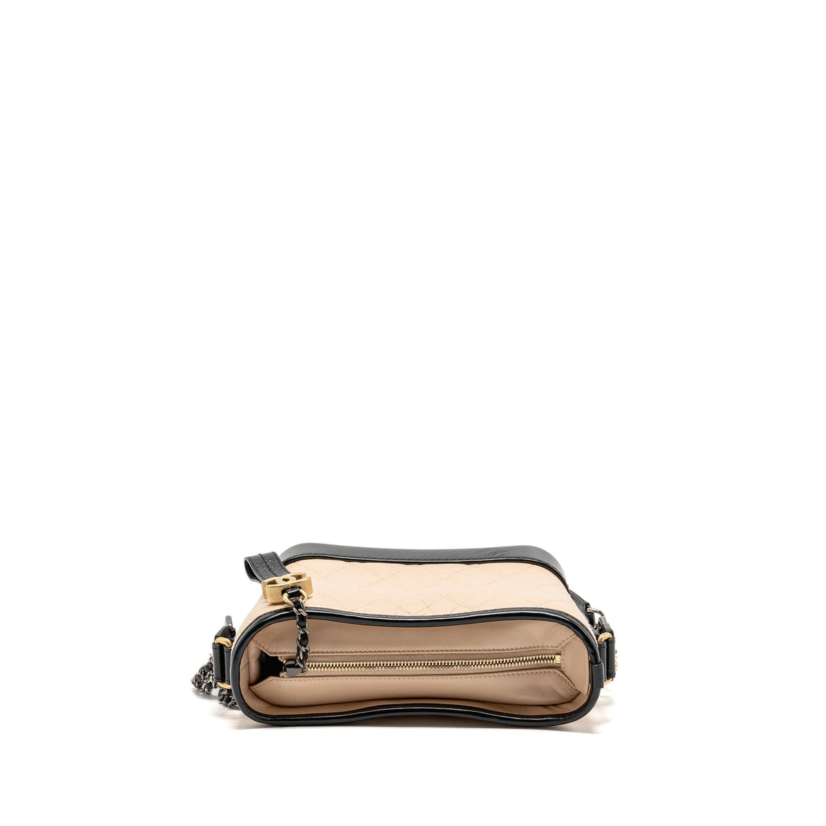 CHANEL SMALL GABRIELLE HOBO BAG AGED CALFSKIN BEIGE/BLACK MULTICOLOUR HARDWARE
