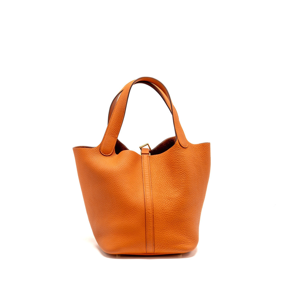 Hermes picotin 22 lock bag clemence orange GHW