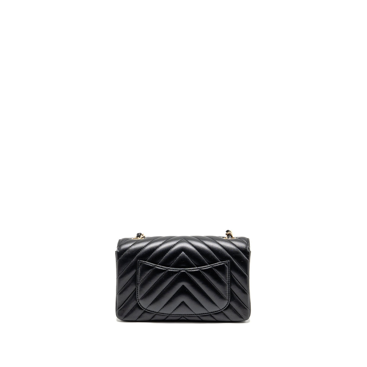 CHANEL MINI RECTANGULAR FLAP BAG CHEVRON LAMBSKIN BLACK LGHW