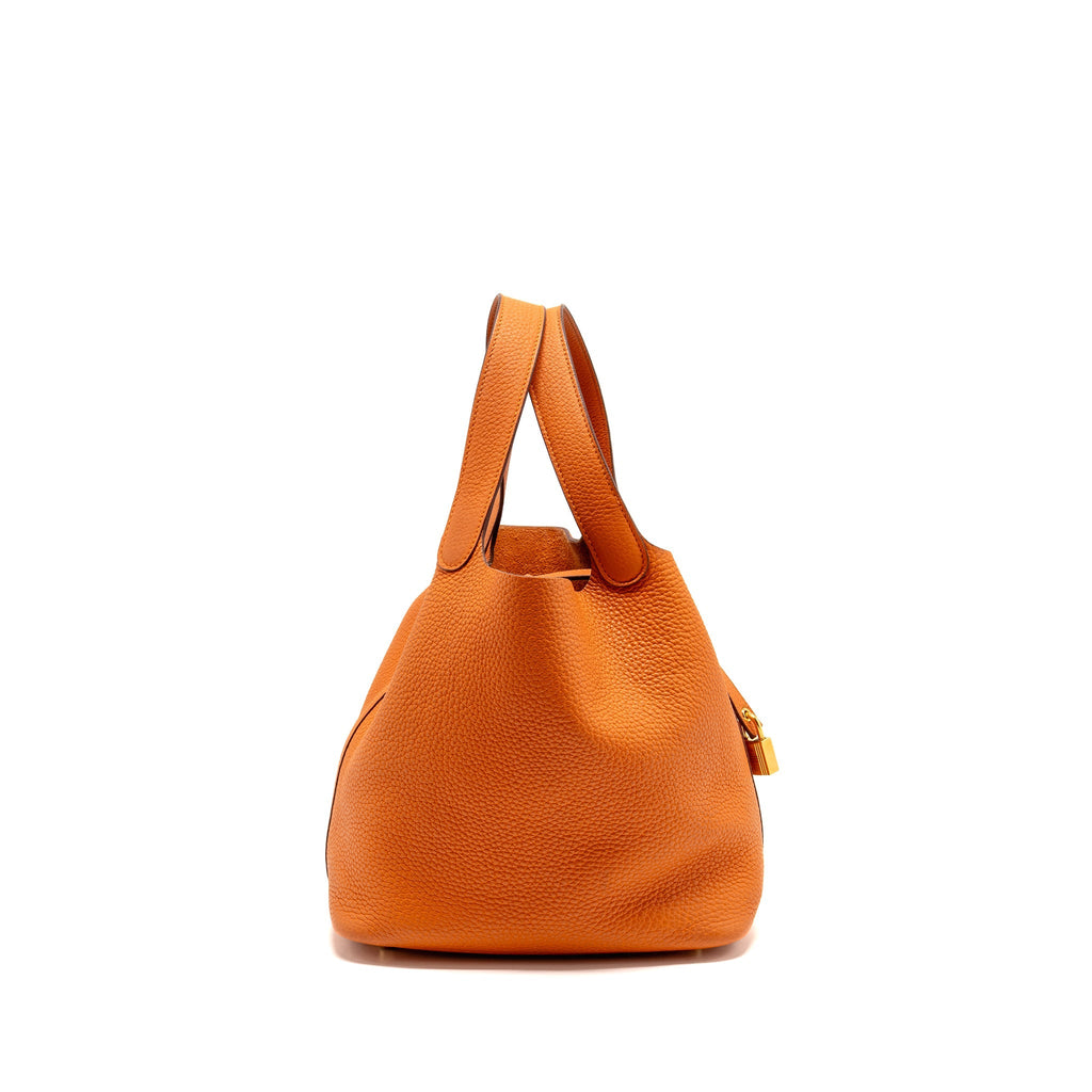 Hermes picotin 22 lock bag clemence orange GHW