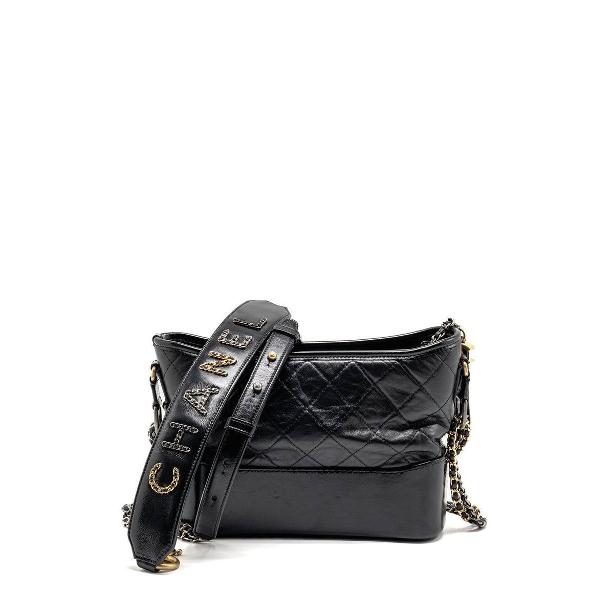 CHANEL NEW MEDIUM GABRIELLE HOBO BAG WITH TOP HANDLE CALFSKIN BLACK MULTICOLOUR HARDWARE