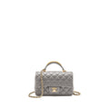 Chanel 22B Metal Top Handle Mini Rectangular Flap Bag Lambskin Grey GHW (Microchip)