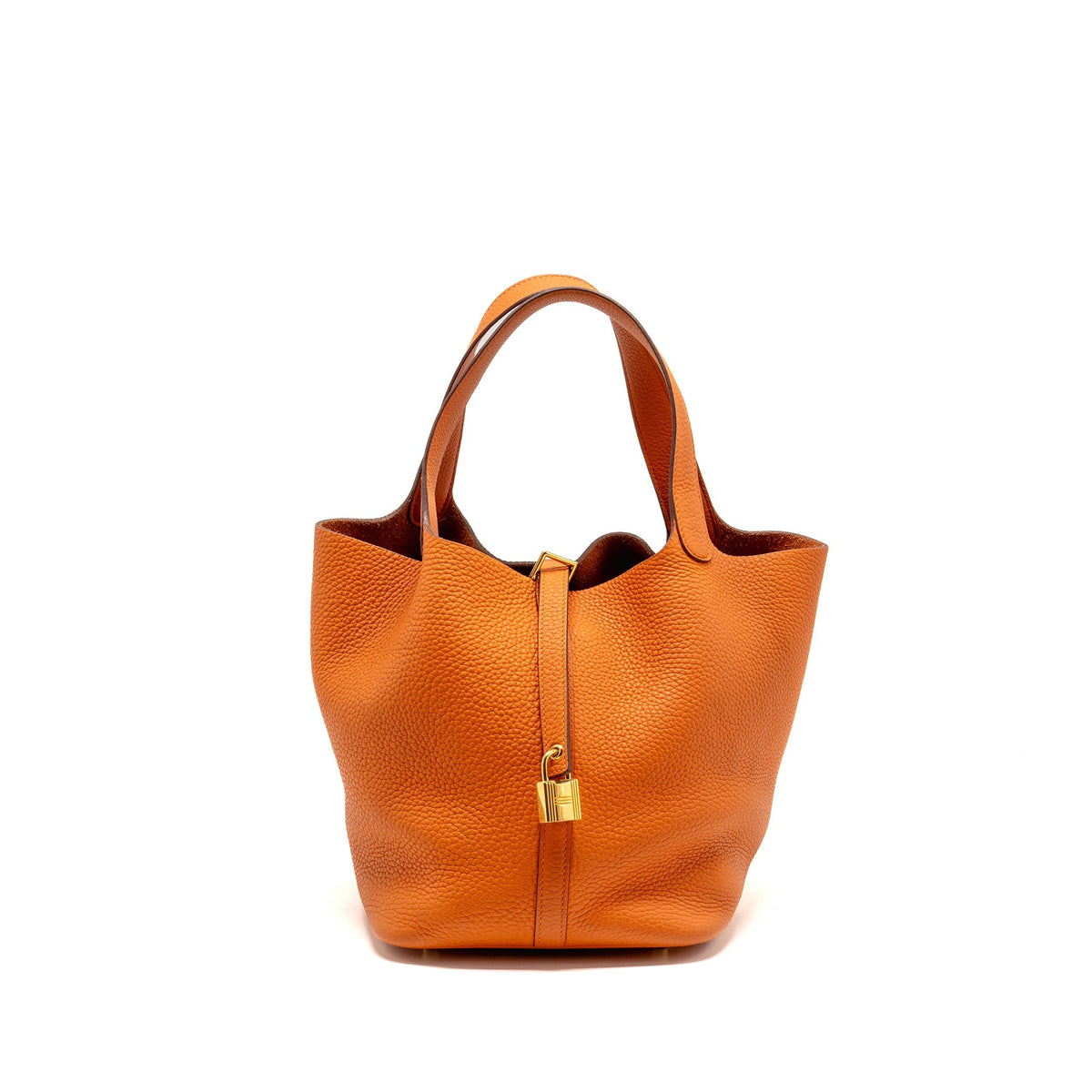 Hermes picotin 22 lock bag clemence orange GHW